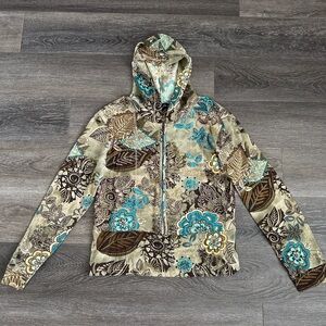 Lola P vintage boho paisley floral sequined hoodie